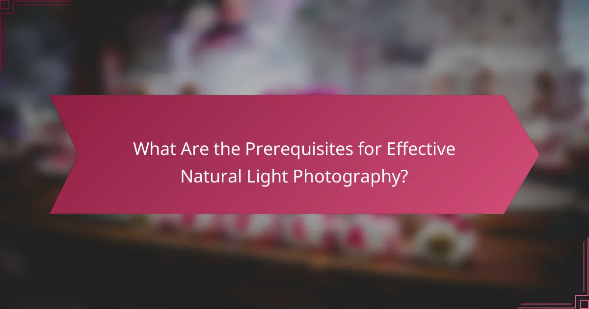 What Are the Prerequisites for Effective Natural Light Photography?